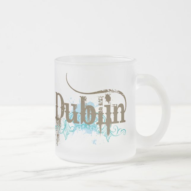 Caneca De Café Vidro Jateado T-shirt de Dublin Ireland (Direita)
