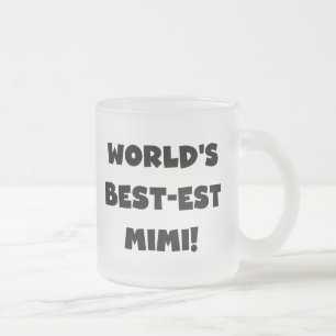 Caneca De Café Vidro Jateado T-shirt e presente pretos do texto Mimi do