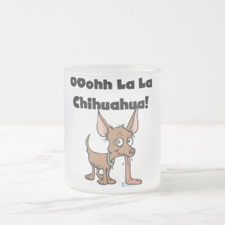 Caneca De Café Vidro Jateado T-shirt e presentes da chihuahua do La do La de