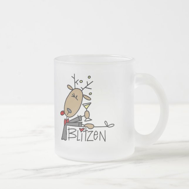 Caneca De Café Vidro Jateado T-shirt e presentes da rena de Blitzen (Direita)