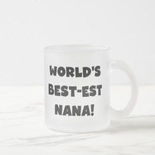 Caneca De Café Vidro Jateado T-shirt preto e branco do Melhor-est Nana do mundo