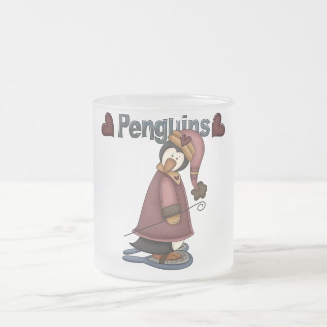 Caneca De Café Vidro Jateado T-shirts e presentes de pinguim-neve (Centro)