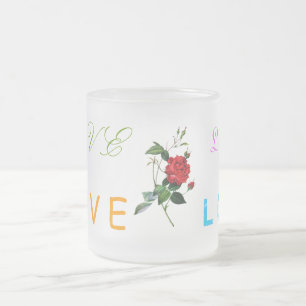 Caneca De Café Vidro Jateado Taça de amor de rosa vermelha