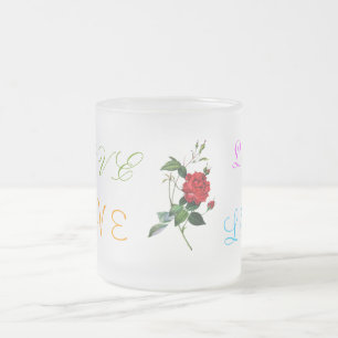 Caneca De Café Vidro Jateado Taça de amor de rosa vermelha