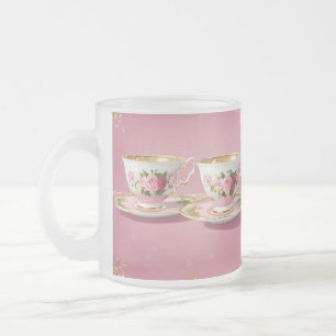 Caneca De Café Vidro Jateado Taça Elegante de Tea Cerâmica para Rosas claro