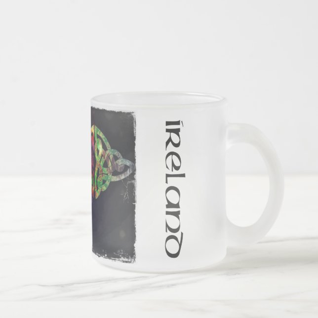 Caneca De Café Vidro Jateado Taça, nó celta, Irlanda, de cores (Direita)