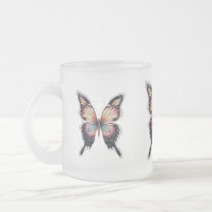 Caneca De Café Vidro Jateado Tampão de vidro de Fosco de borboleta colorida