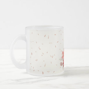 Caneca De Café Vidro Jateado Tampão de vidro vermelho
