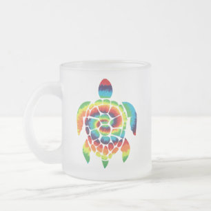 Caneca De Café Vidro Jateado Tartaruga Tie Dye
