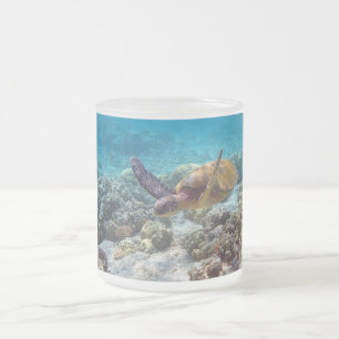 Caneca De Café Vidro Jateado Tartaruga verde