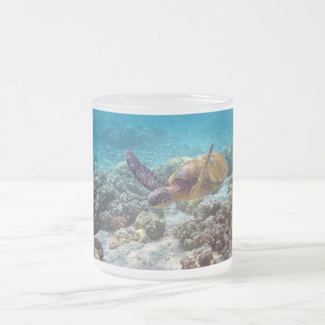 Caneca De Café Vidro Jateado Tartaruga verde (Centro)