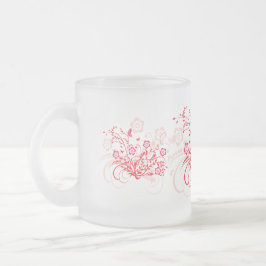 Caneca De Café Vidro Jateado Tatuagem das flores -
