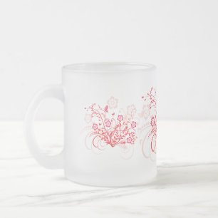 Caneca De Café Vidro Jateado Tatuagem das flores -