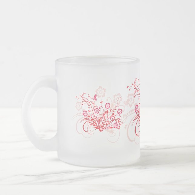 Caneca De Café Vidro Jateado Tatuagem das flores - (Esquerda)