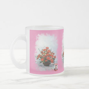 Caneca De Café Vidro Jateado Taza de Cristal Esmerilado Bodegón de Flores