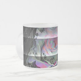 Caneca De Café Vidro Jateado Techno Bouquet