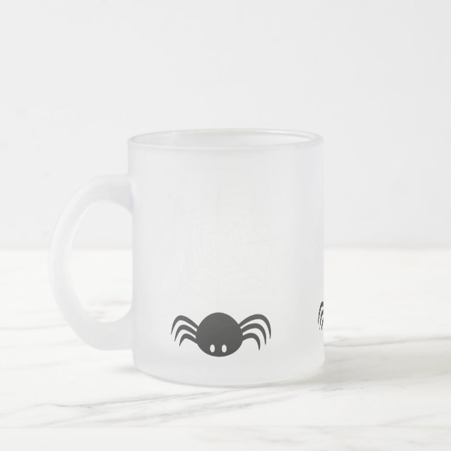 Caneca De Café Vidro Jateado Teia de Aranha de Halloween  (Esquerda)