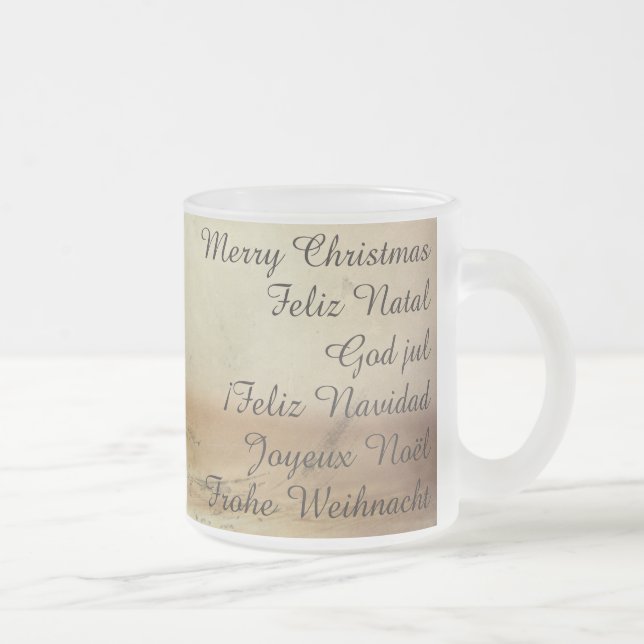 Caneca De Café Vidro Jateado Tema de Natal com bola de Natal (Direita)