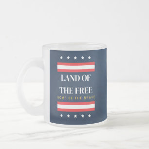 Caneca De Café Vidro Jateado Terra dos Livres Lar dos Bravos 4 de Julho
