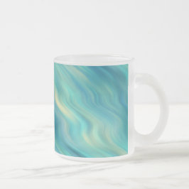 Caneca De Café Vidro Jateado Textura de onda de Hydrangea azul