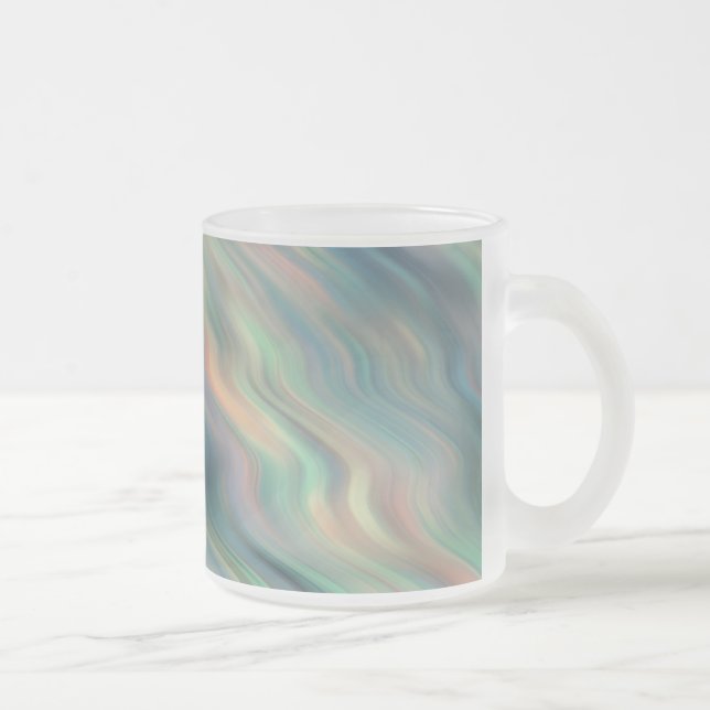 Caneca De Café Vidro Jateado Textura Wavy Iris Azul (Direita)