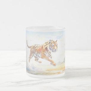 Caneca De Café Vidro Jateado Tigre na Ação 3