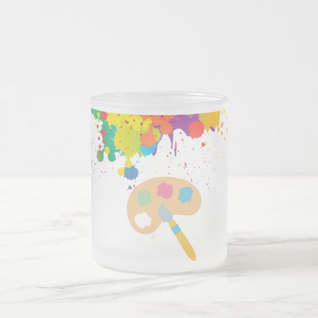 Caneca De Café Vidro Jateado tinta respingo, pincel (Centro)