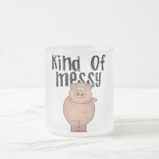 Caneca De Café Vidro Jateado Tipo do porco do camiseta desarrumado e dos