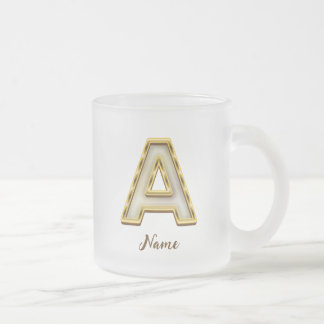 Caneca De Café Vidro Jateado Tipografia Inicial Personalizada A Monograma Doura