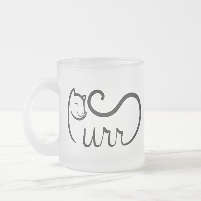 Caneca De Café Vidro Jateado Tipografia Purr PRETA (Esquerda)