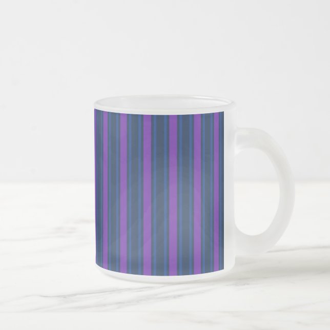 Caneca De Café Vidro Jateado Tiras de doces azuis e roxas (Direita)