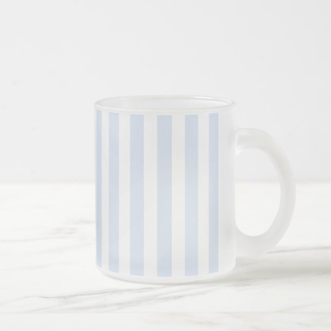 Caneca De Café Vidro Jateado Tiras doces brancas e azuis claras (Direita)