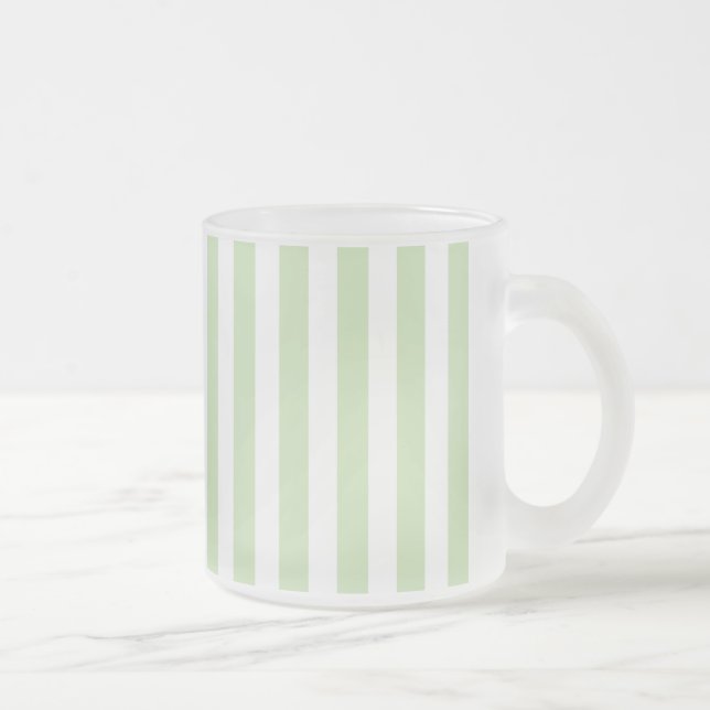 Caneca De Café Vidro Jateado Tiras doces brancas e verdes claras (Direita)