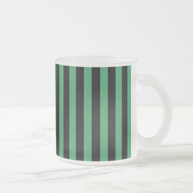 Caneca De Café Vidro Jateado Tiras doces verdes e pretas (Direita)