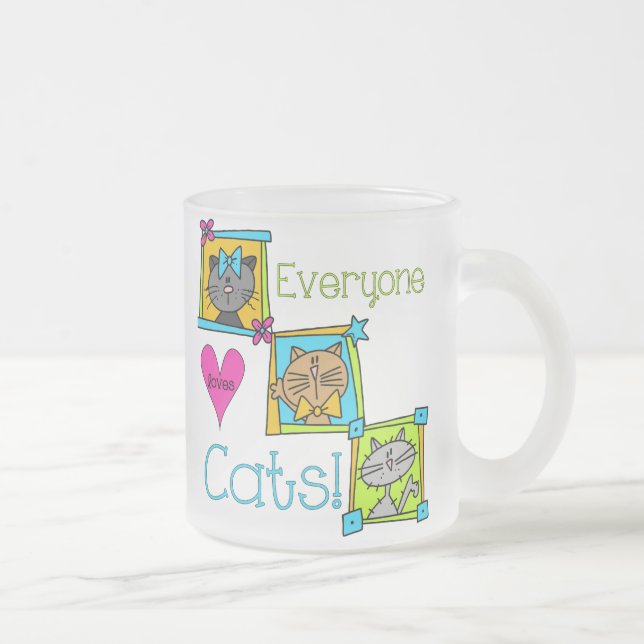Caneca De Café Vidro Jateado Todo Mundo Adora Gatos (Direita)
