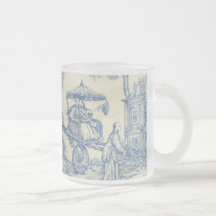 Caneca De Café Vidro Jateado Toile azul chinês