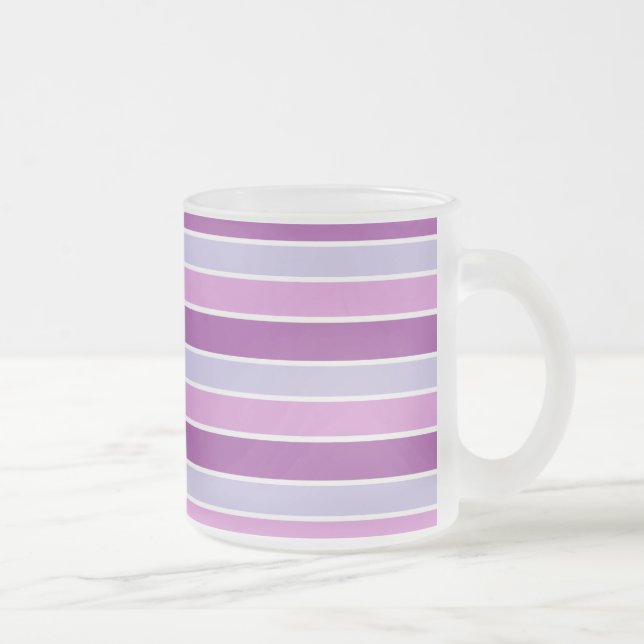 Caneca De Café Vidro Jateado Tons de Listras Roxas (Direita)