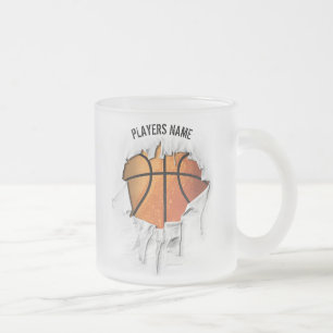 Caneca De Café Vidro Jateado Torn Fosco De Basquete