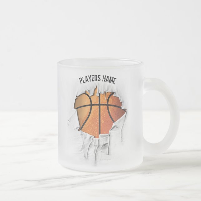 Caneca De Café Vidro Jateado Torn Fosco De Basquete Coffee Mug (Direita)