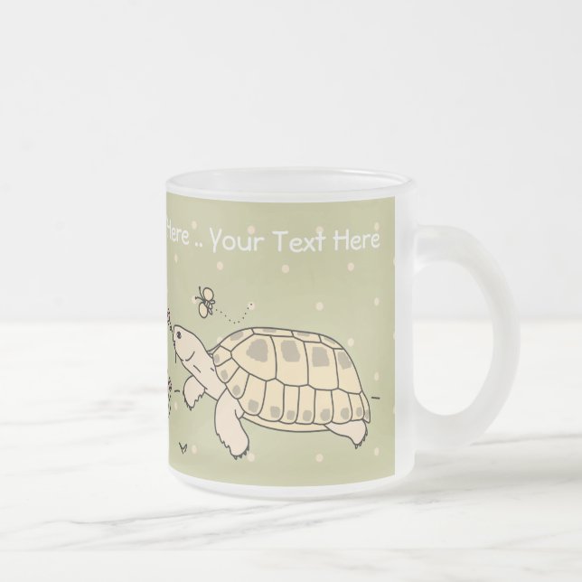 Caneca De Café Vidro Jateado Tortoise Russa Personalizável (Direita)