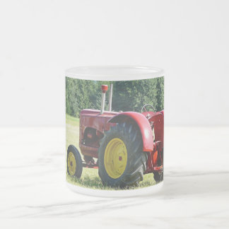 Caneca De Café Vidro Jateado Trator de fazenda vermelho antigo