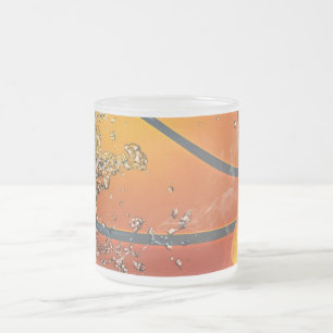 Caneca De Café Vidro Jateado Travesseiro de arremesso de basquete em chamas