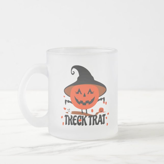 Caneca De Café Vidro Jateado Treck Trat Pumpkin sorrindo (Esquerda)
