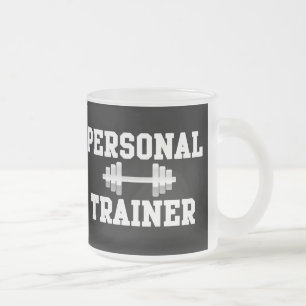 Caneca De Café Vidro Jateado Treinamento preto e branco de Dumbell do instrutor