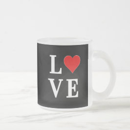Caneca De Café Vidro Jateado Trendência Moderna do Coração do Amor Negro