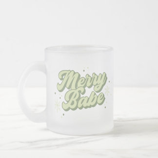 Caneca De Café Vidro Jateado Trendy Green Feliz Babe Font Com Flocos De Neve