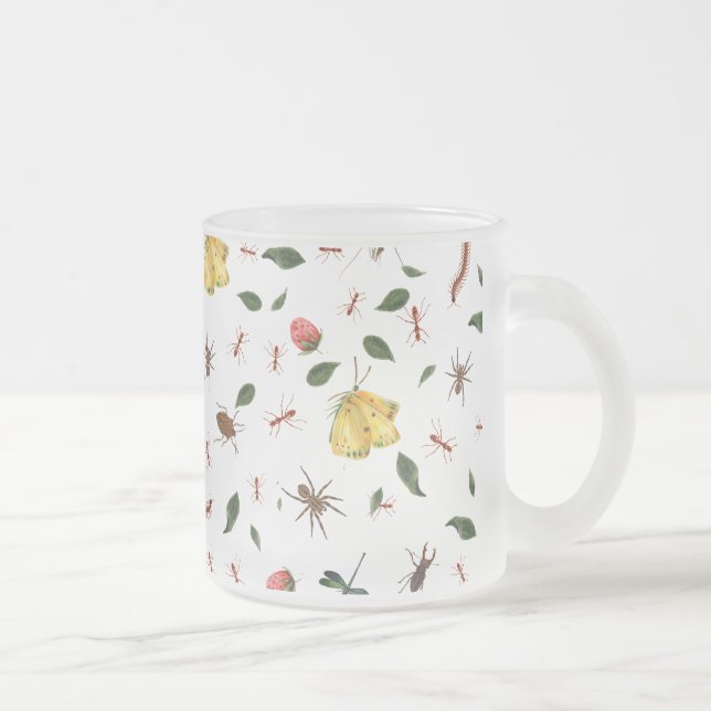 Caneca De Café Vidro Jateado Trendy Woodlands Selvagens e Insetos (Direita)