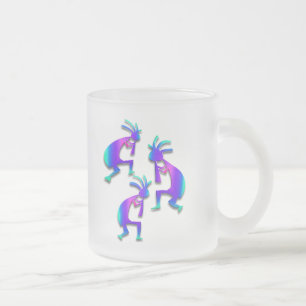 Caneca De Café Vidro Jateado Três Kokopelli #37