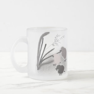 Caneca De Café Vidro Jateado Três pintinhos