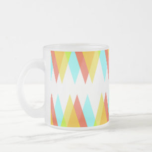 Caneca De Café Vidro Jateado Triângulos amarelos, vermelhos e azuis-cadetes